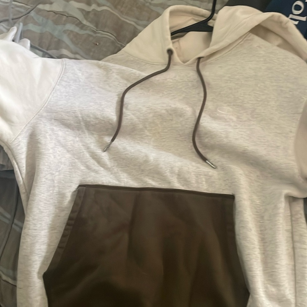 Olive green and tan champion hoodie worn once